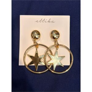 ettika Gold Star Hoop Drop Earrings